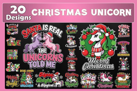 Christmas Unicorn SVG Bundle for Crafts and Graphics