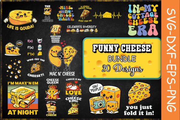 Funny Cheese SVG Bundle Graphics for Crafts