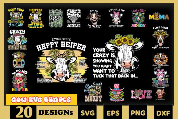 Funny Cow SVG Bundle for Crafts and Graphics