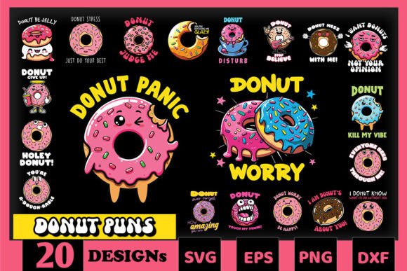 Funny Donut Puns SVG Bundle for Crafts and Graphics
