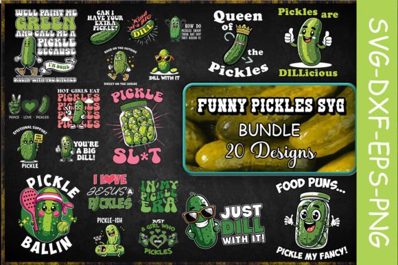Funny Pickle SVG Bundle Graphics for Crafts
