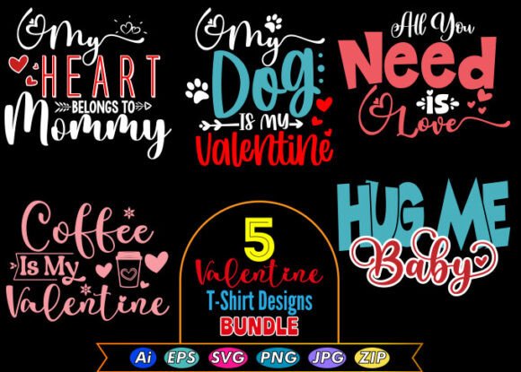 Valentine T Shirt Designs Bundle for Graphics and Crafts